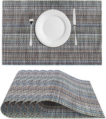 DPA Collection Rectangular Pack of 6 Table Placemat(Grey, PVC)