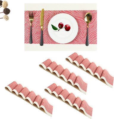 Lellow Rectangular Pack of 24 Table Placemat(Red, PVC)