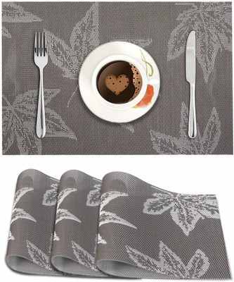 HOKiPO Rectangular Pack of 4 Table Placemat(Grey, PVC)