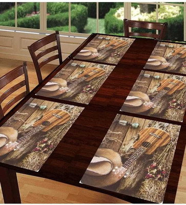 LOTUSKING Rectangular Pack of 6 Table Placemat(Grey, PVC)
