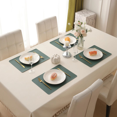 HOKiPO Rectangular Pack of 4 Table Placemat(Green, Leather)