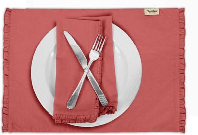 Vargottam Rectangular Pack of 6 Table Placemat(Orange, Cotton)