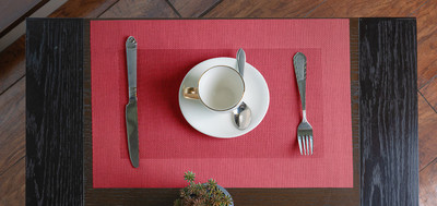 Aparajithaa Rectangular Pack of 1 Table Placemat(Red, Cotton)