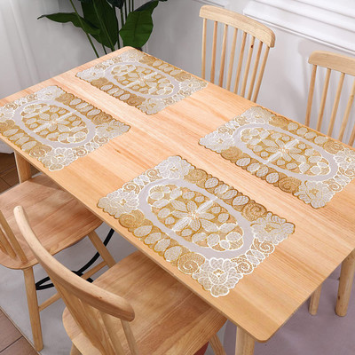 KUBER INDUSTRIES Rectangular Pack of 4 Table Placemat(Gold, PVC)