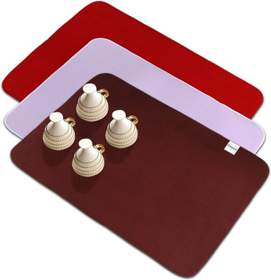 HOMESTIC Rectangular Pack of 3 Table Placemat(Multicolor, Microfibre)