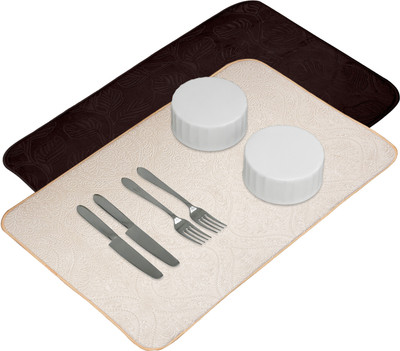 KUBER INDUSTRIES Rectangular Pack of 2 Table Placemat(Yellow, Brown, Microfibre)
