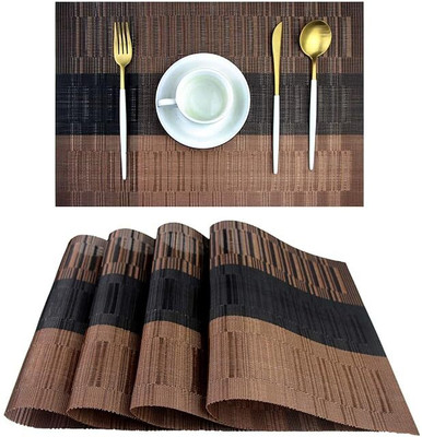 Prifremi Rectangular Pack of 2 Table Placemat(Brown, Polyester)