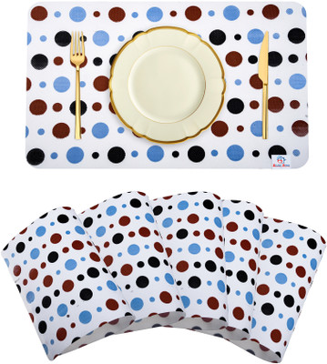 Heart Home Rectangular Pack of 6 Table Placemat(Multicolor, PVC)