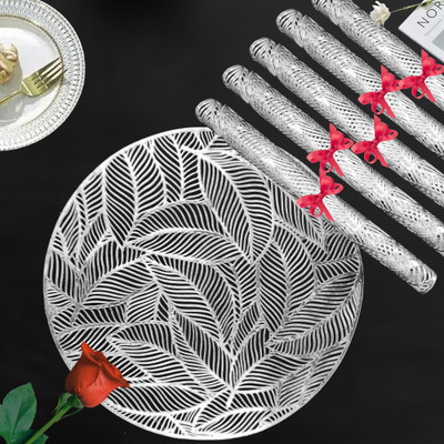 RELOOK INDUSTRIES Round Pack of 6 Table Placemat(Silver, PVC)