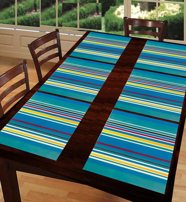 SANRAKSSHAN Rectangular Pack of 6 Table Placemat(Dark Blue, PVC)