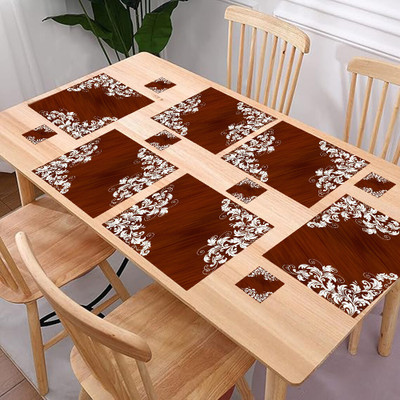 REVEXO Rectangular Pack of 6 Table Placemat(Beige, PVC)