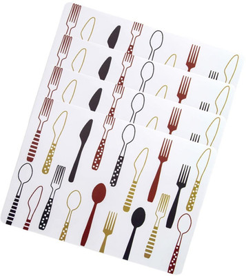 HENIJ Rectangular Pack of 4 Table Placemat(Brown, Plastic)