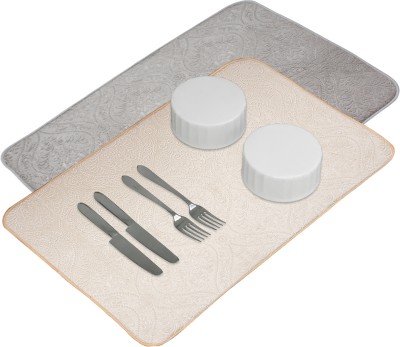 KUBER INDUSTRIES Rectangular Pack of 2 Table Placemat(Yellow, Grey, Microfibre)