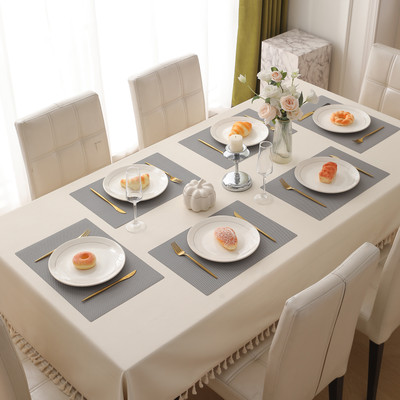 HOKiPO Rectangular Pack of 6 Table Placemat(Grey, Polypropylene)