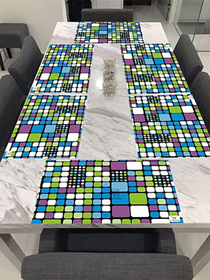 E-Retailer Rectangular Pack of 6 Table Placemat(Blue, PVC)