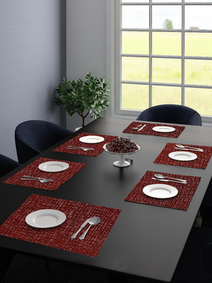 Saral Home Rectangular Pack of 6 Table Placemat(Maroon, Velvet)