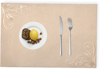 MONKDECOR Rectangular Pack of 6 Table Placemat(White, Multicolor, Suede)