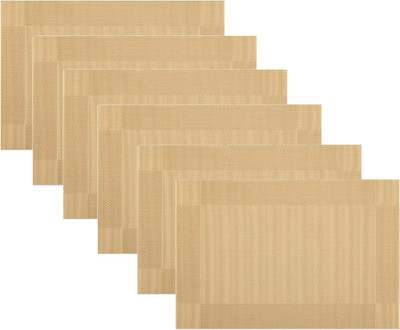 Baskety Rectangular Pack of 6 Table Placemat(Gold, PVC)