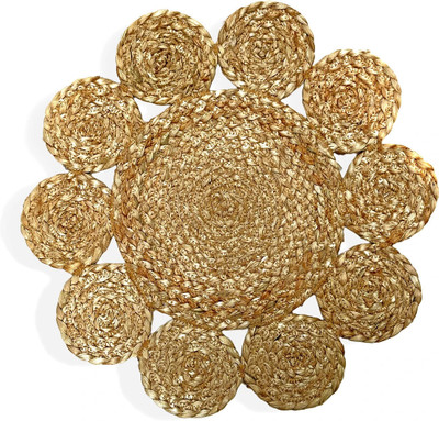 pjute Round Pack of 1 Table Placemat(Gold, Jute)