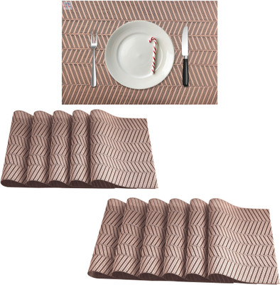 Heart Home Rectangular Pack of 12 Table Placemat(Maroon, Polyester)