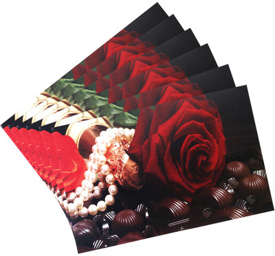 Castle Decor Rectangular Pack of 6 Table Placemat(Red, Black, PVC)