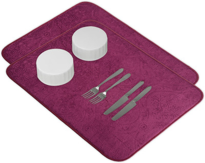 KUBER INDUSTRIES Rectangular Pack of 2 Table Placemat(Purple, Microfibre)