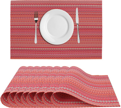 Dakshya Industries Rectangular Pack of 8 Table Placemat(Red, PVC)