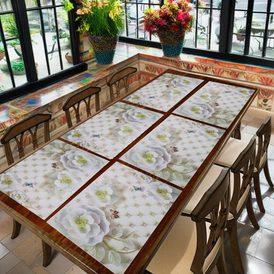 REVEXO Rectangular Pack of 6 Table Placemat(Peach, PVC)