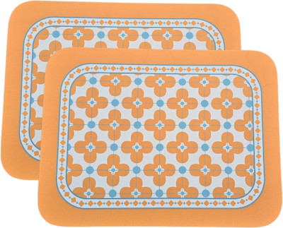 Lellow Rectangular Pack of 2 Table Placemat(Orange, Light Blue, Leather)