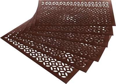 KUBER INDUSTRIES Rectangular Pack of 6 Table Placemat(Gold, PVC)