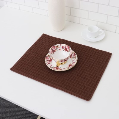 Evolife Square Pack of 1 Table Placemat(Brown, Microfibre)