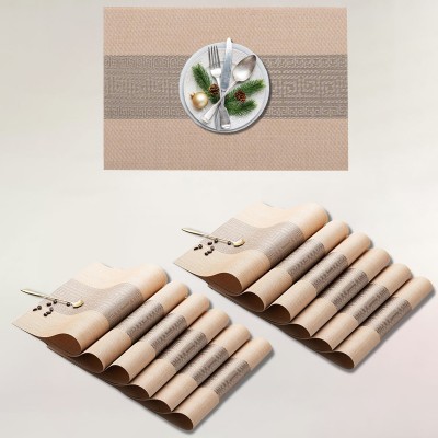 Daidokoro Rectangular Pack of 12 Table Placemat(Beige, Grey, PVC)