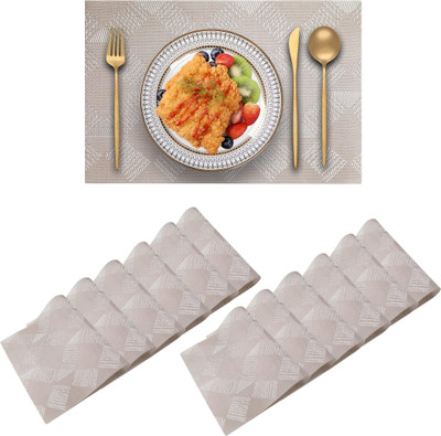 KitchEase Rectangular Pack of 12 Table Placemat(Brown, Grey, PVC)