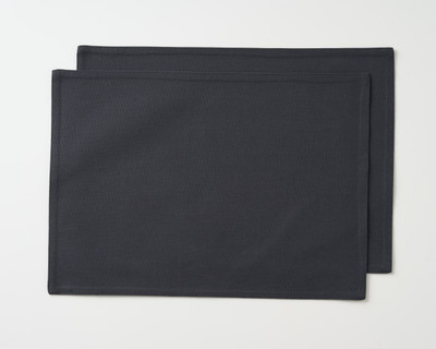 KITESCREATIONS Rectangular Pack of 2 Table Placemat(Black, Cotton)