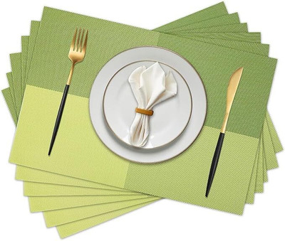 MAMOHALU Square Pack of 6 Table Placemat(Green, PVC)