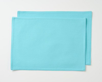 KITESCREATIONS Rectangular Pack of 2 Table Placemat(Light Blue, Cotton)