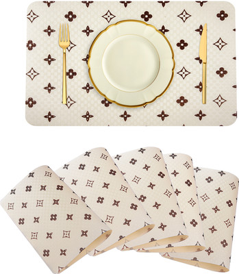 KUBER INDUSTRIES Rectangular Pack of 6 Table Placemat(Yellow, PVC)