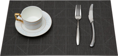 HS WORLD Rectangular Pack of 1 Table Placemat(Black, PVC)