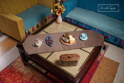 AMANTESTASSELS Brown 60 cm Reversible Table Runner(Velvet)