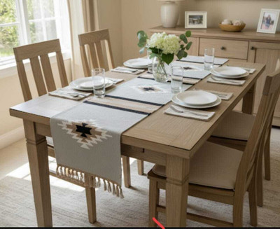 INESA Grey, Brown 180 cm Reversible Table Runner(Cotton)