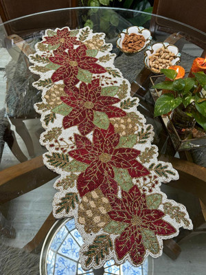 AMIGOSSTUDIO Multicolor 91 cm Table Runner(Polyester)
