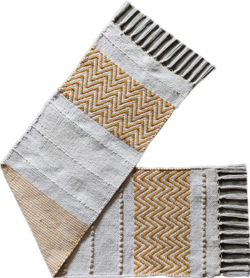 North Field Yellow, White 137 cm Reversible Table Runner(Cotton)