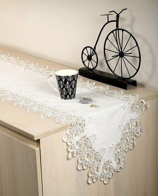 MONKDECOR White 178 cm Table Runner(Lace)