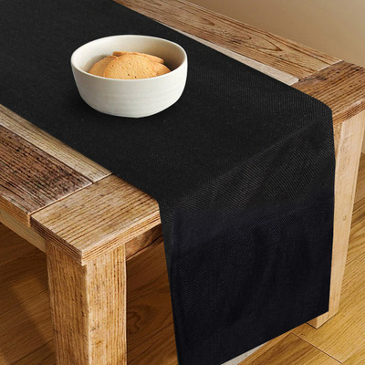 Faburaa Black 121 cm Reversible Table Runner(Polyester)