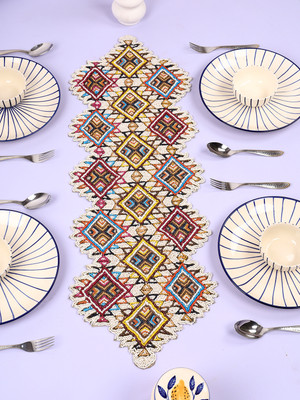 Hawamahal Multicolor 90 cm Table Runner(Polyester)