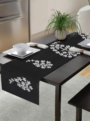 Alina decor Black, Silver 152 cm Table Runner(Polyester)