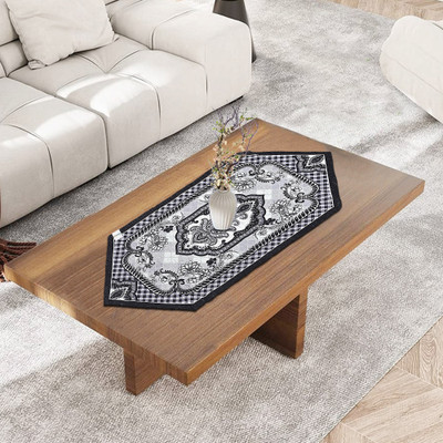 HOMESTIC Black, Grey 92 cm Table Runner(Cotton)