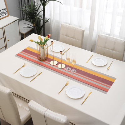 HOKiPO Multicolor 135 cm Reversible Table Runner(PVC)