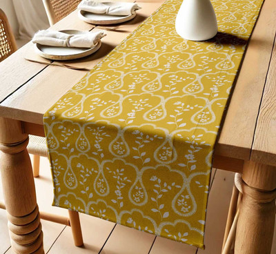 Vargottam Yellow 152 cm Table Runner(Cotton)