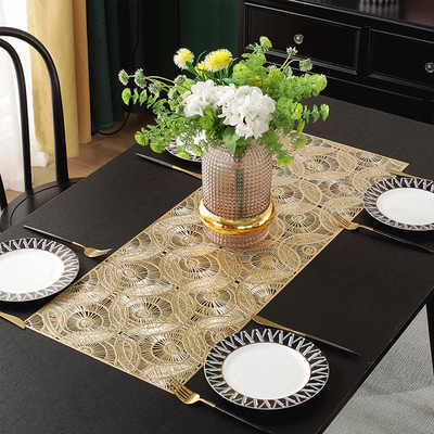 Dakshya Industries Gold 92 cm Table Runner(PVC)